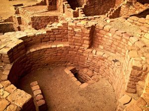Close-up of the intricate circular work on a ceremonial kiva